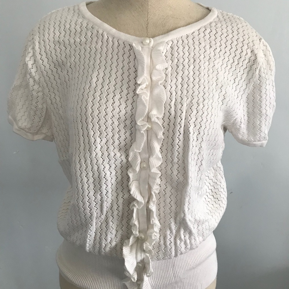 Willi Smith Women’s white knit shirt short sleeve